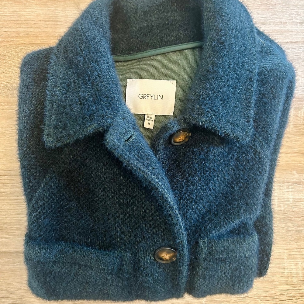 Anthropologie Greylin Heavy Shirt Jacket (Dark Teal, Size M)